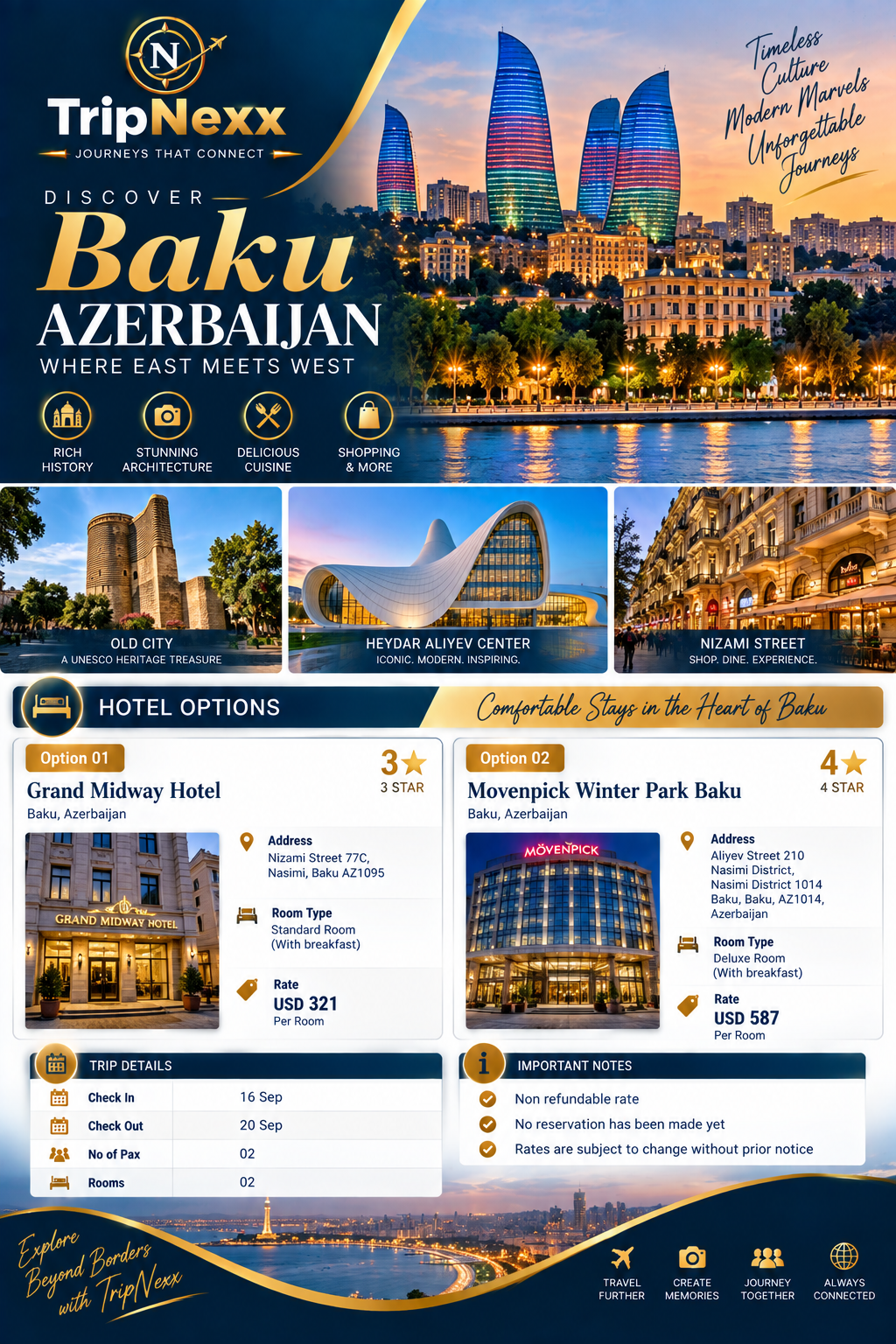 Travel Experiences 8 TripNexx Baku Azerbaijan opening special holiday package